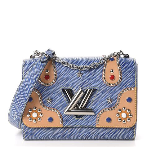 Louis Vuitton EPI Leather Twist Shoulder Bag MM Denim Light